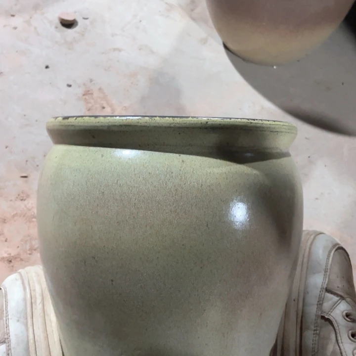 紫砂花盆高20口20黄色一物一拍