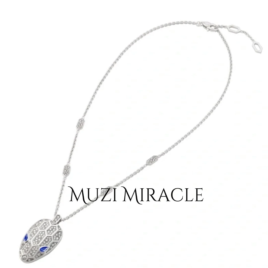 坠链均925银 MZM蓝眼睛蛇头项链银蛇精致简约S925银项链L538