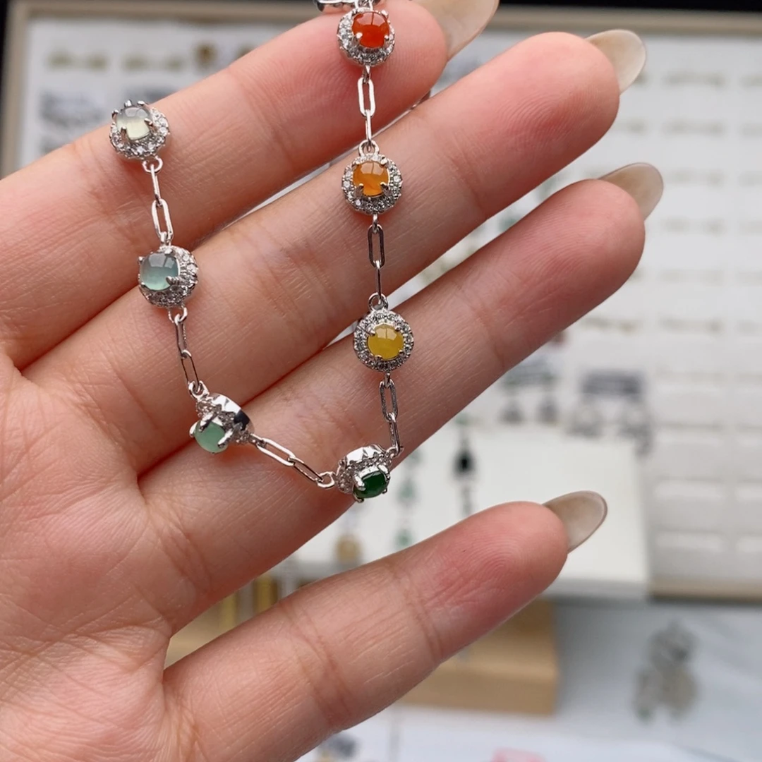 我***李翡翠银S925镶嵌戒指天然翡翠