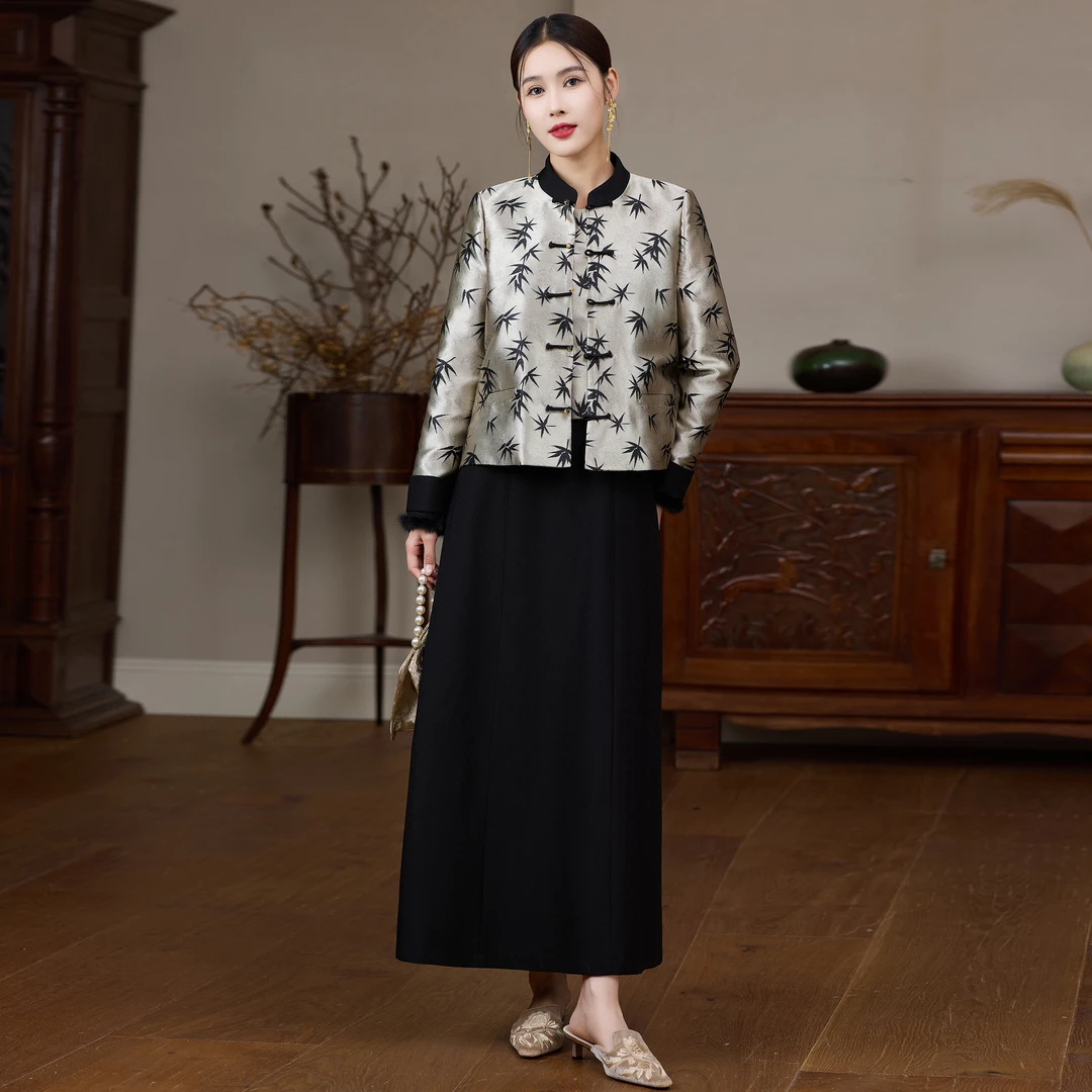 H314 短款新中式上衣外套茶服国风高端气质显瘦复古盘扣茶服女装