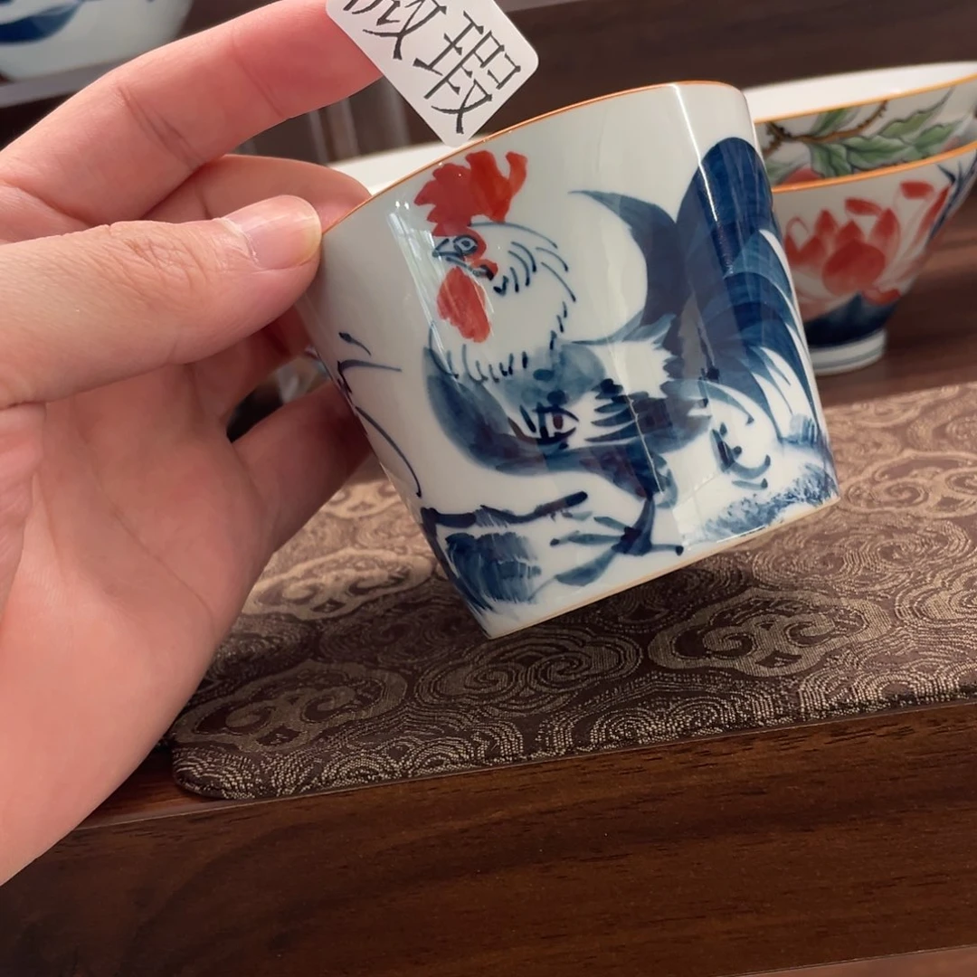 釉下手绘茶具微瑕