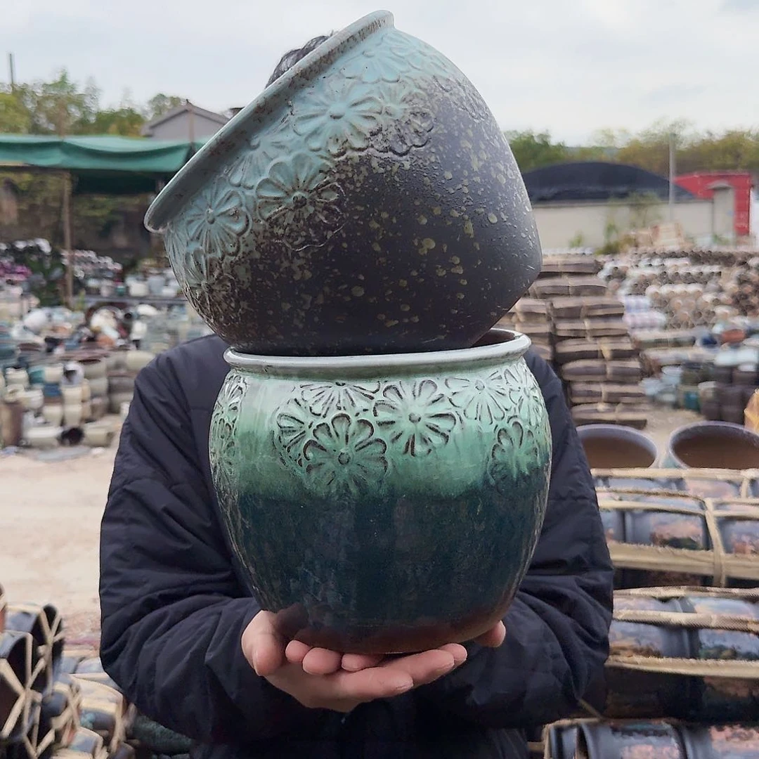 紫砂花盆口20高18.5（两个雏菊大号