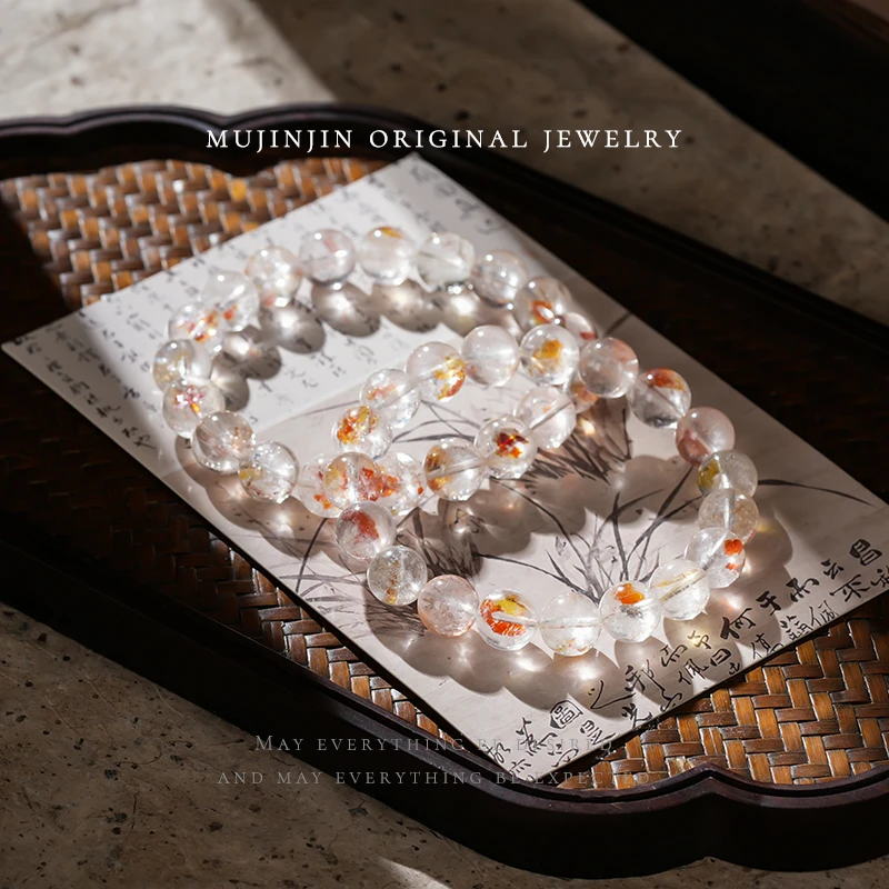 天然锦鲤胶花水晶手串女款送礼物串珠手链多样性发一