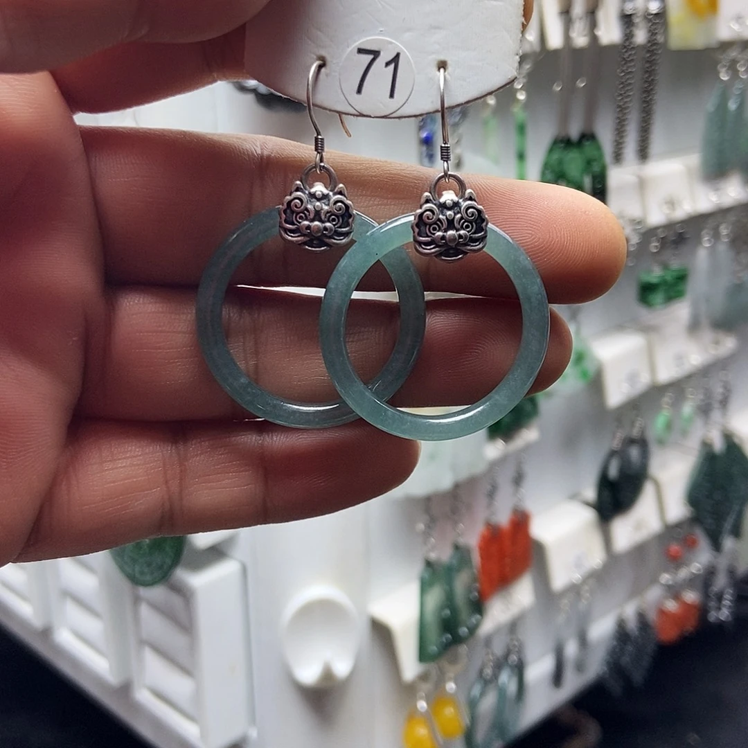 翡翠银S925镶嵌耳饰品质珠宝