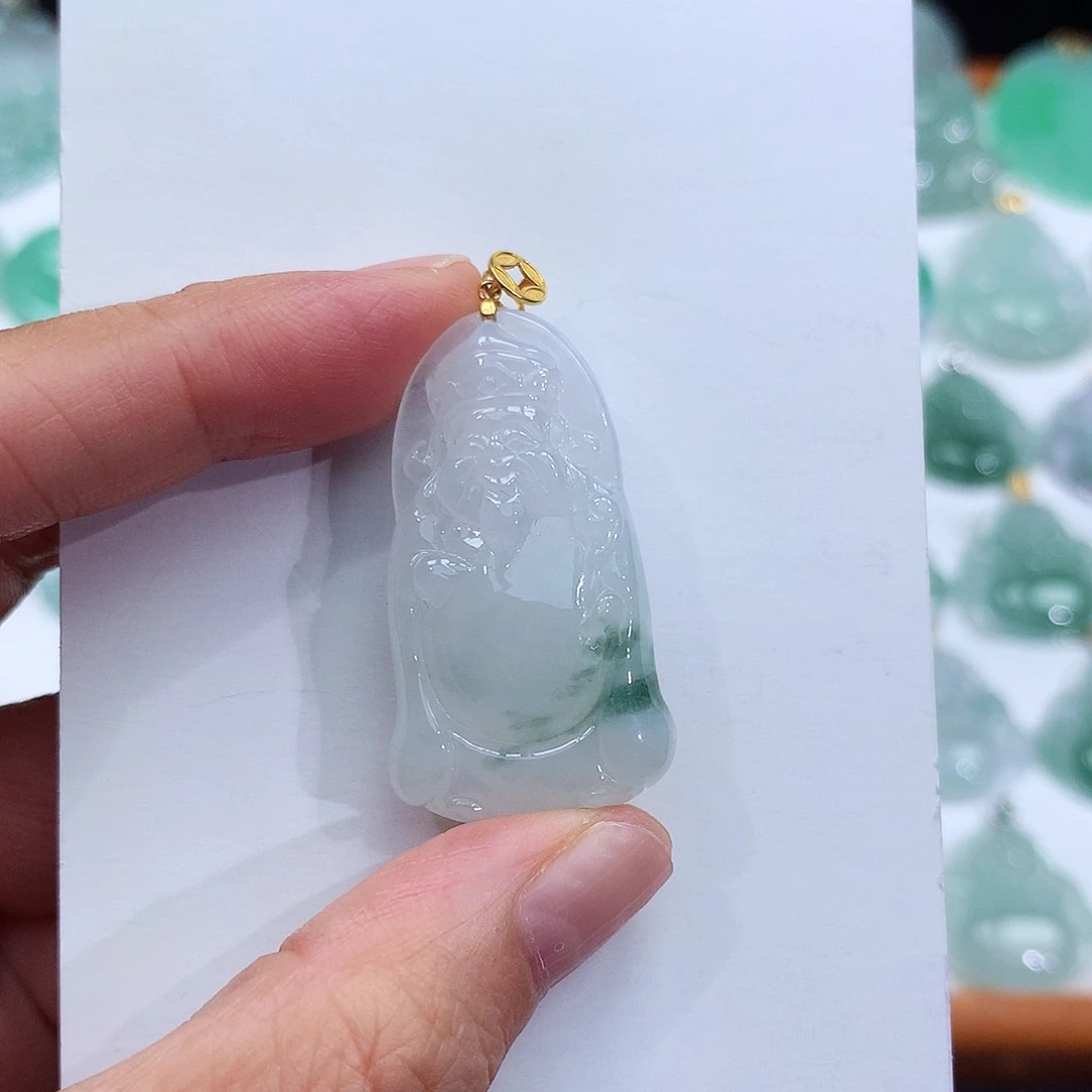 翡翠18K金镶嵌颈饰翡翠吊坠
