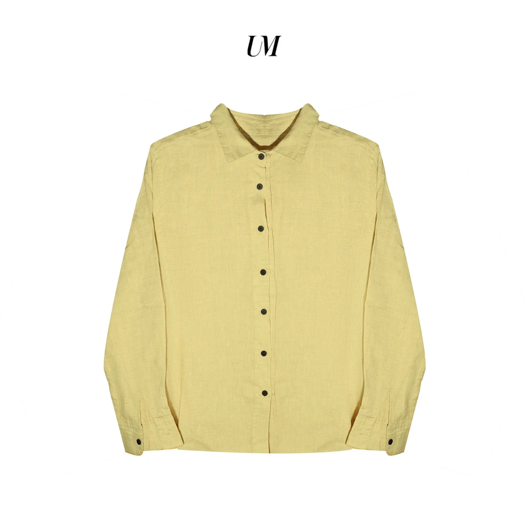 【U.M】原麻素语亚麻长袖翻领衬衫纯麻衬衣宽松舒适显瘦