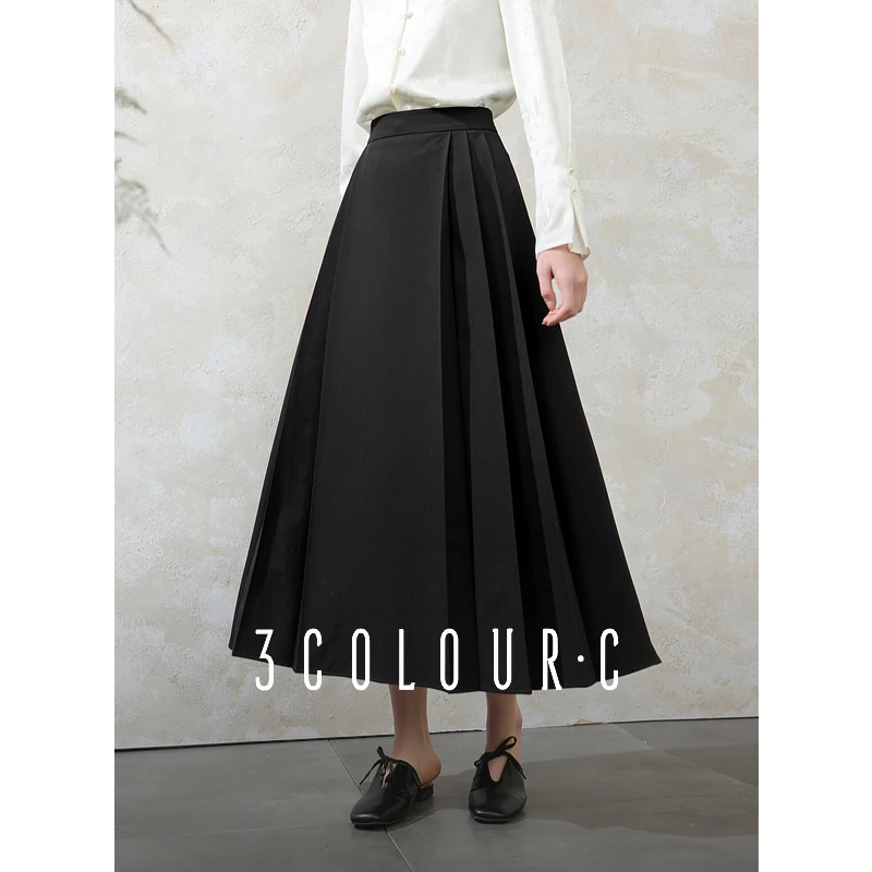 三彩【黛影流芳】2025春季新款新中式改良马面裙半身裙大摆长裙C