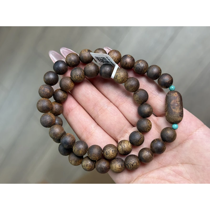 沉香DIY老杨私藏（命根子）1.0圆珠双圈带留疤发一条（赠养香料一