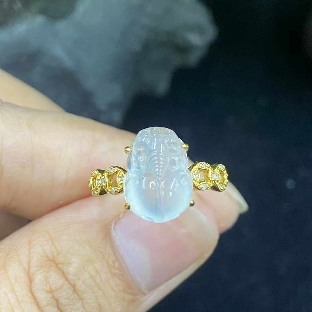 新春大集翡翠戒指18k金镶嵌--戒指1313-2