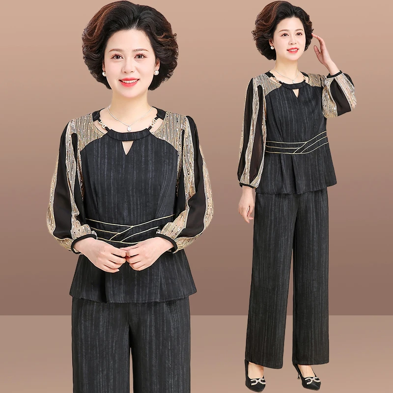 中年妈妈春装贵气穿搭套装2025新款洋气上衣中老年女装春秋两件套