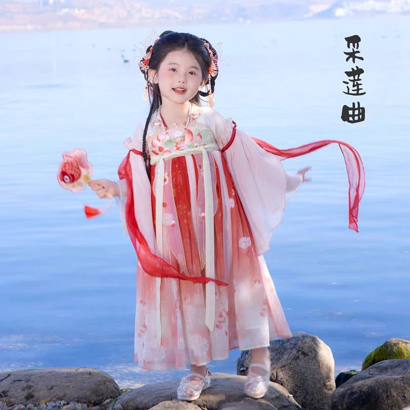 汉服女童夏季新款2025爆款女童连衣裙儿童古风服装国风公主连衣裙