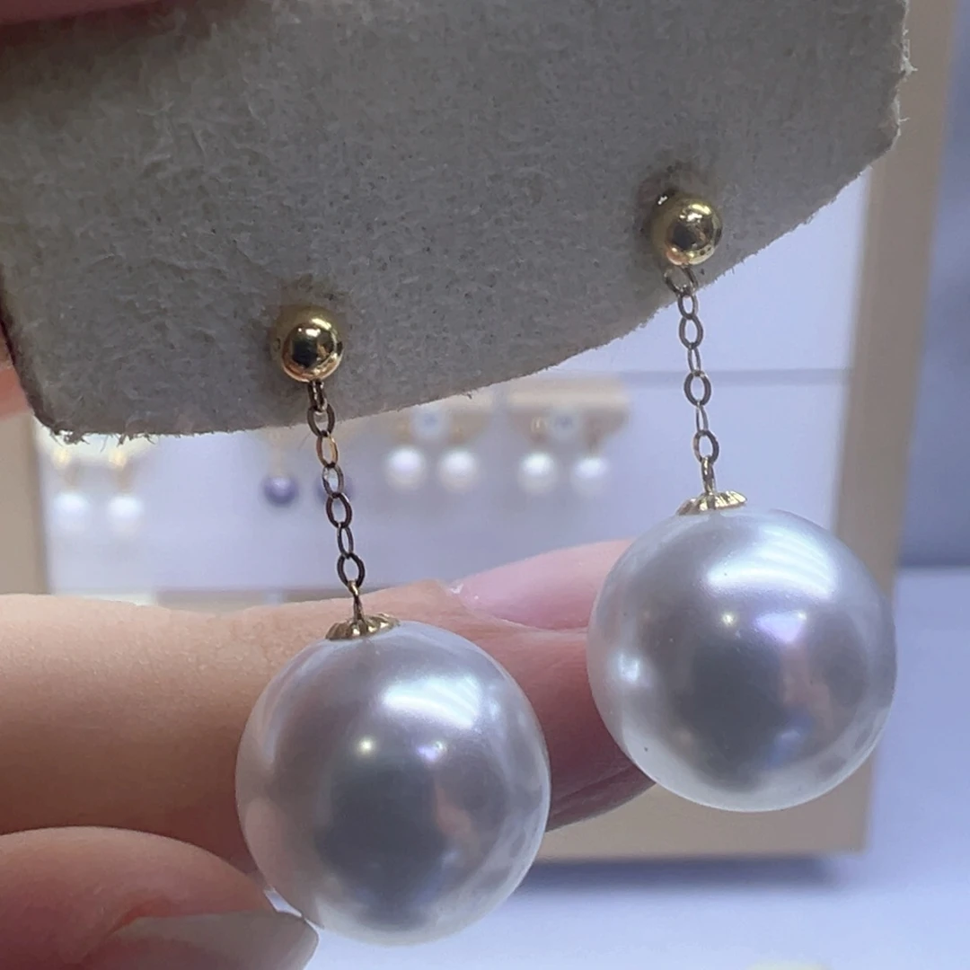 18K金镶嵌淡水珍珠耳饰