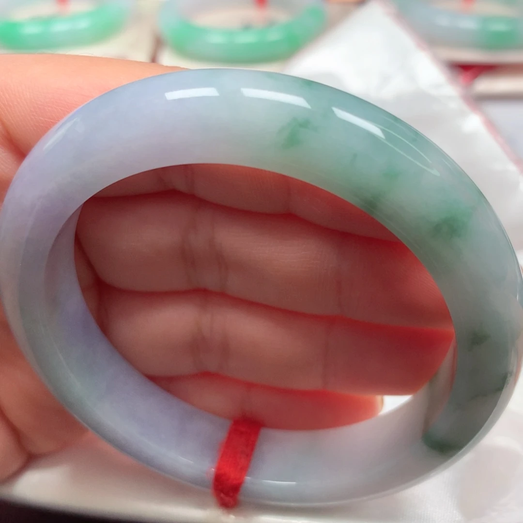 未镶嵌手镯翡翠47飘花春彩