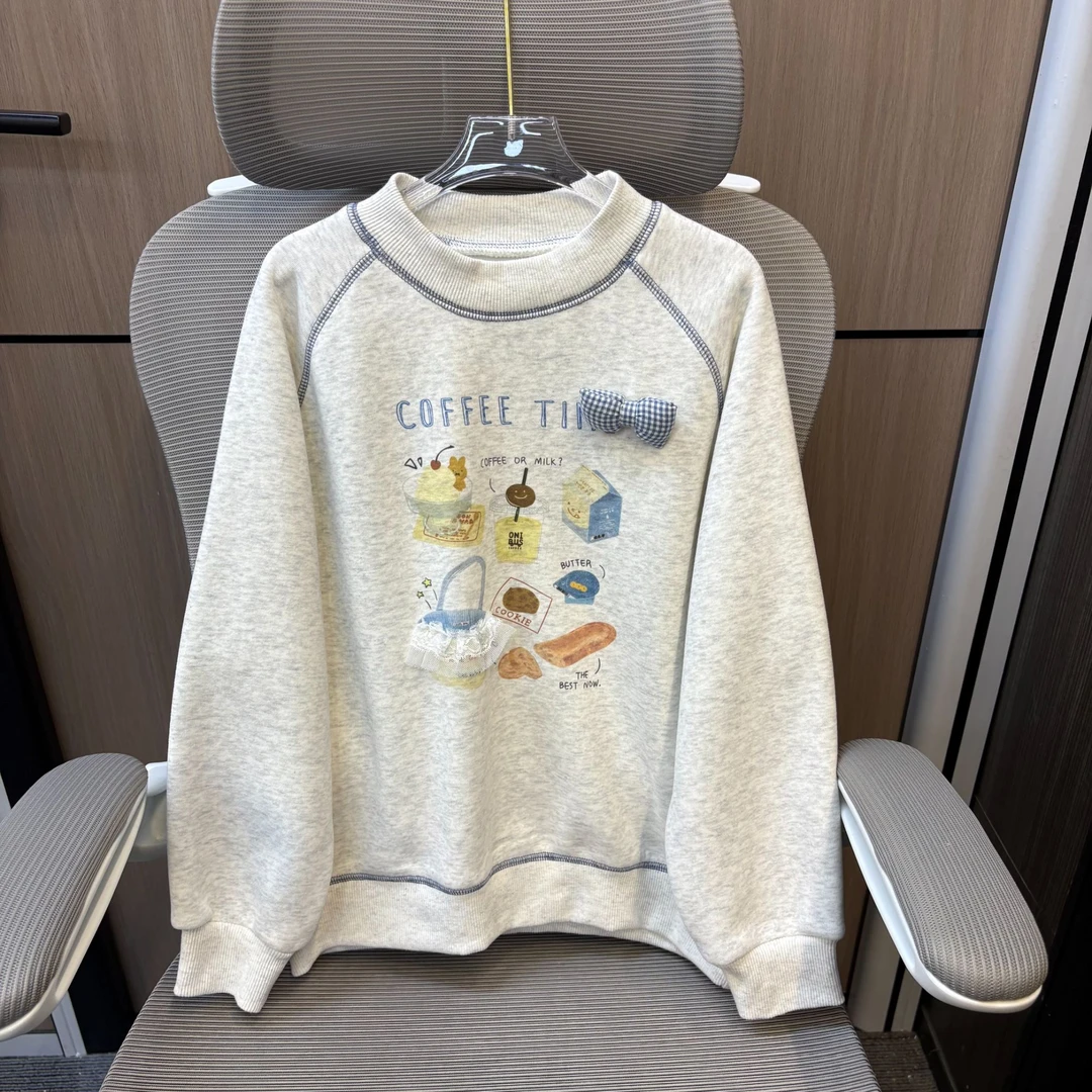 冬款韩范蝴蝶结甜品加绒女童圆领卫衣 F268 268 K