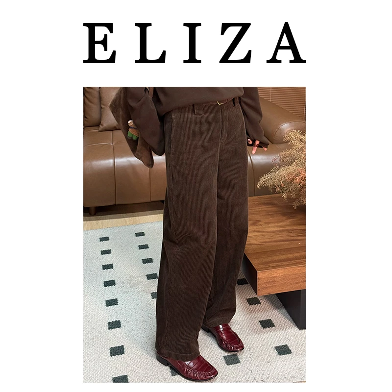 ElizaDushKu丨摩登复古灯芯绒高腰直筒休闲裤WF-K1538