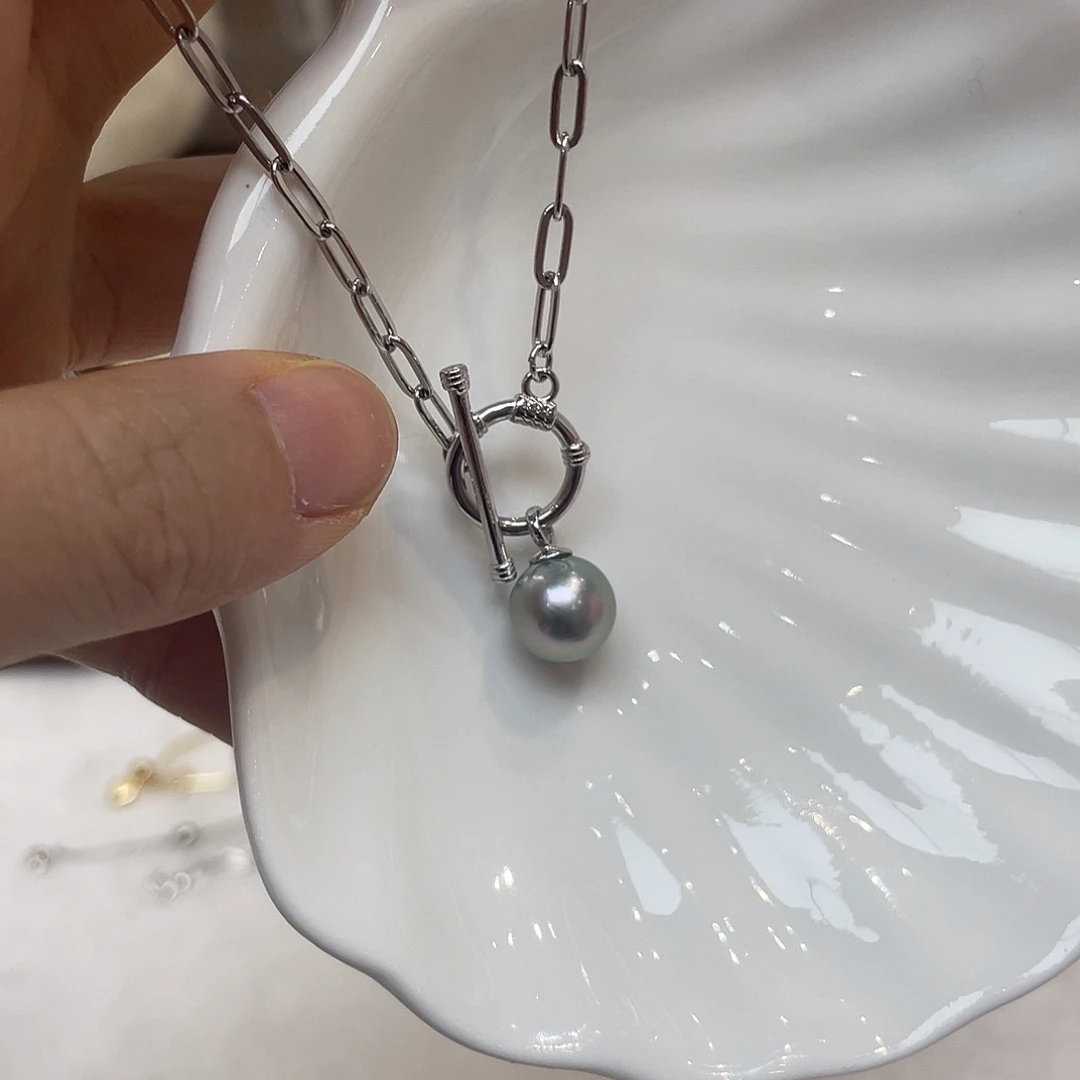 海水珍珠项链银S925镶嵌
