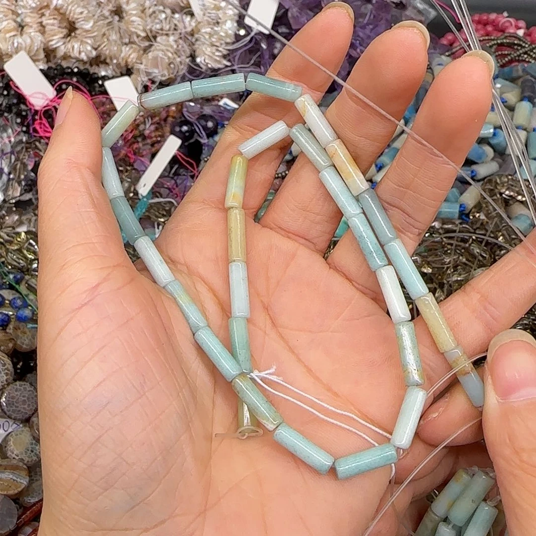 玛瑙/玉髓合金珠宝半成品亚马逊天河石4-13mm一条管珠