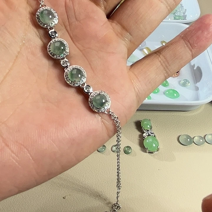 翡翠银S925镶嵌手链