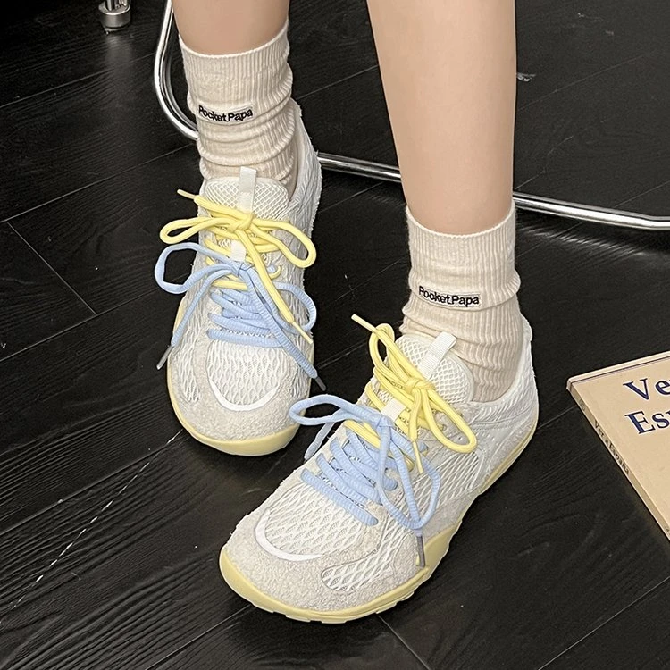 季网面透气德训鞋女2025新款夏百搭轻便软底丑萌大头休闲运动鞋潮