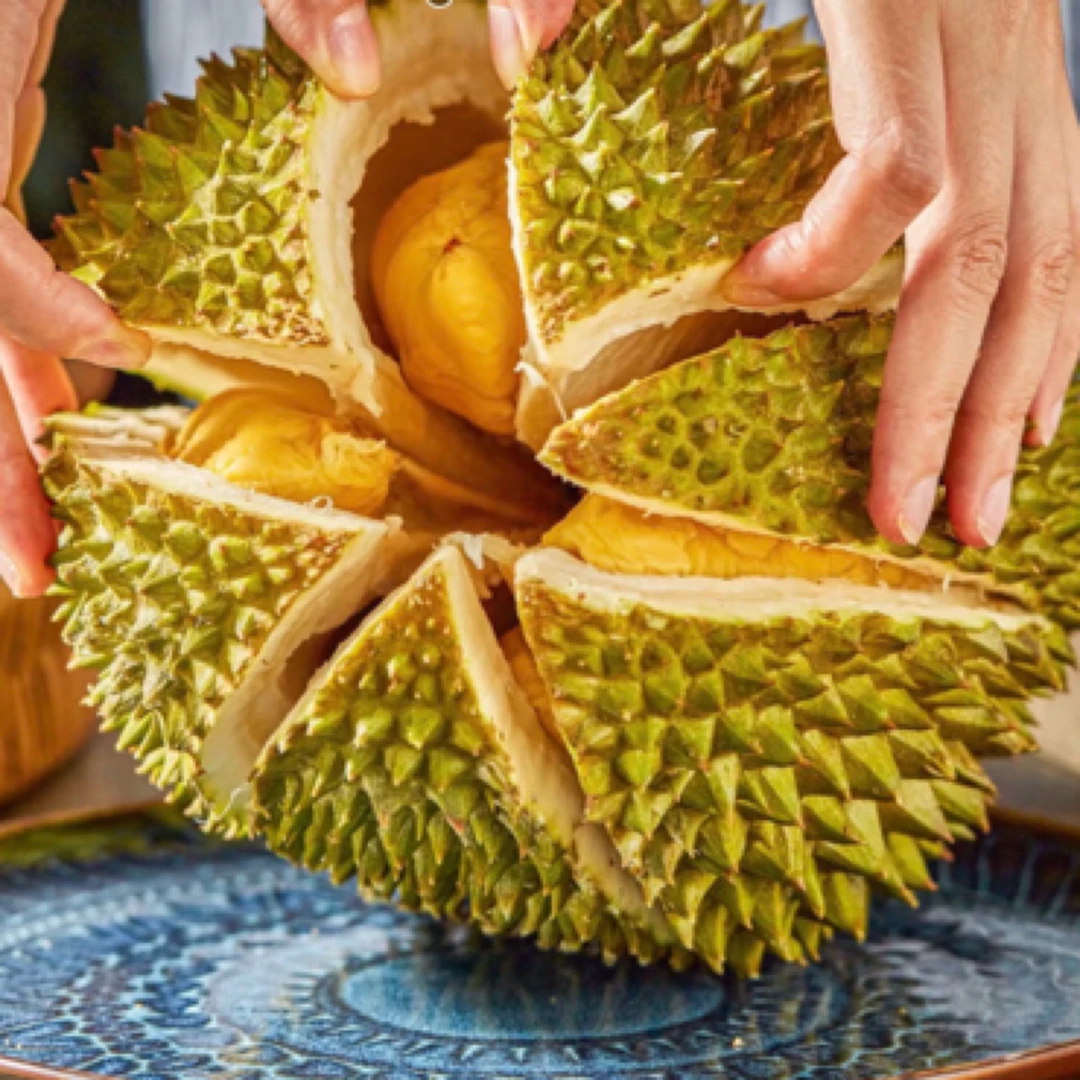 【新鲜榴莲小时达】越南金饶4-5斤带壳现场开果核小肉厚金饶越南社会主义共和国