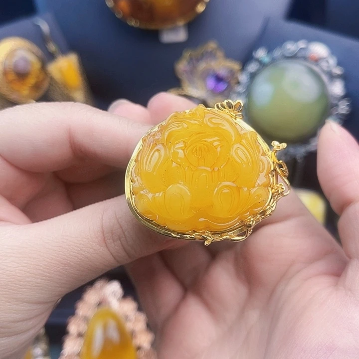 琥珀银S925镶嵌裸石