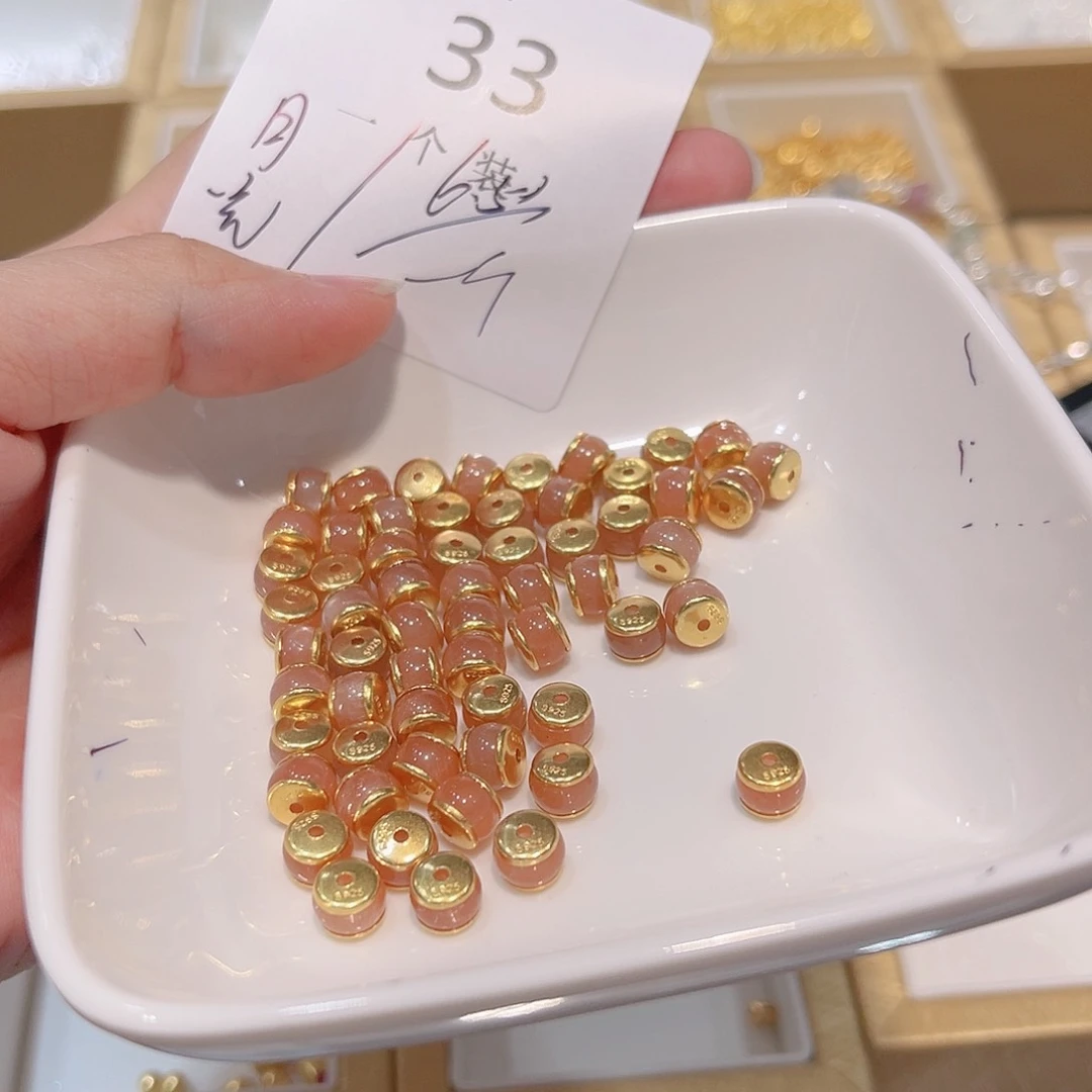 水晶珠宝半成品银S925镀金镶嵌33 。
