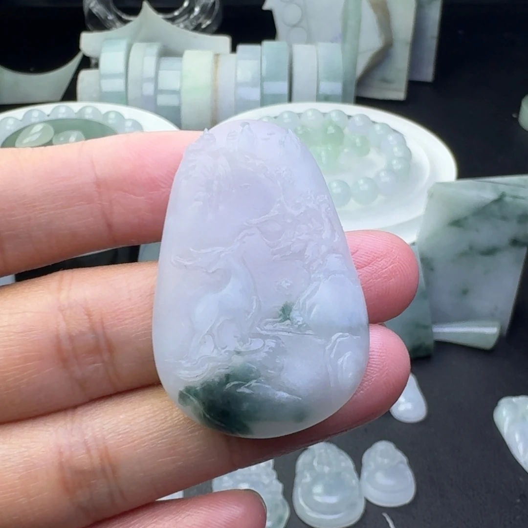 定制翡翠未镶嵌一鹿有你