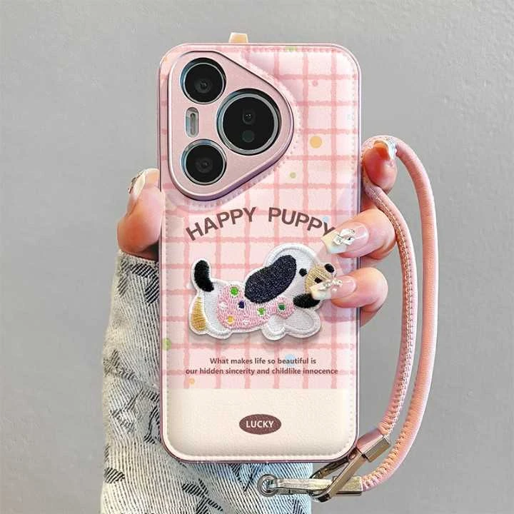 格纹波点小狗适用苹果16pro手机壳新年华为mate70蛇年荣耀200vivo