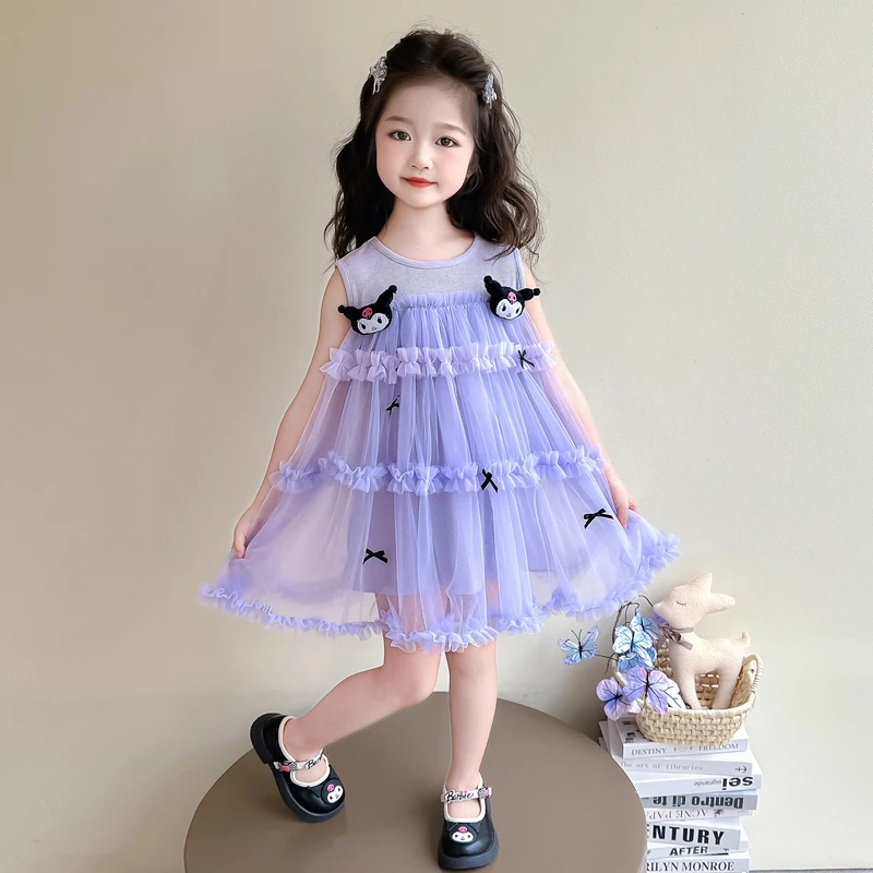 女童连衣裙夏季2025新款时髦洋气儿童公主裙女宝宝库洛米背心纱裙
