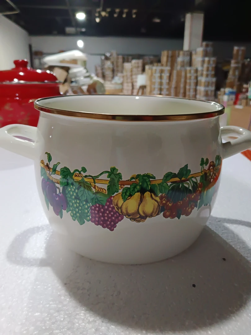 18口径搪瓷无盖特高加厚炖盅花色颜色随机发