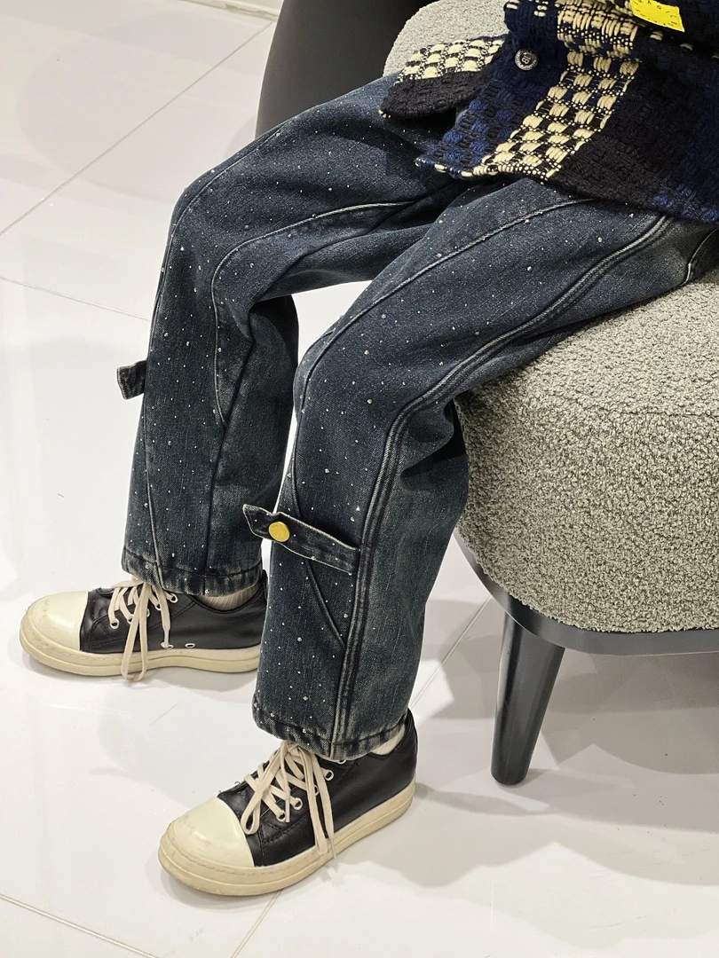 亿洋潮牌童装“漫天星光”儿童限量款弹力一体绒牛仔裤B5525