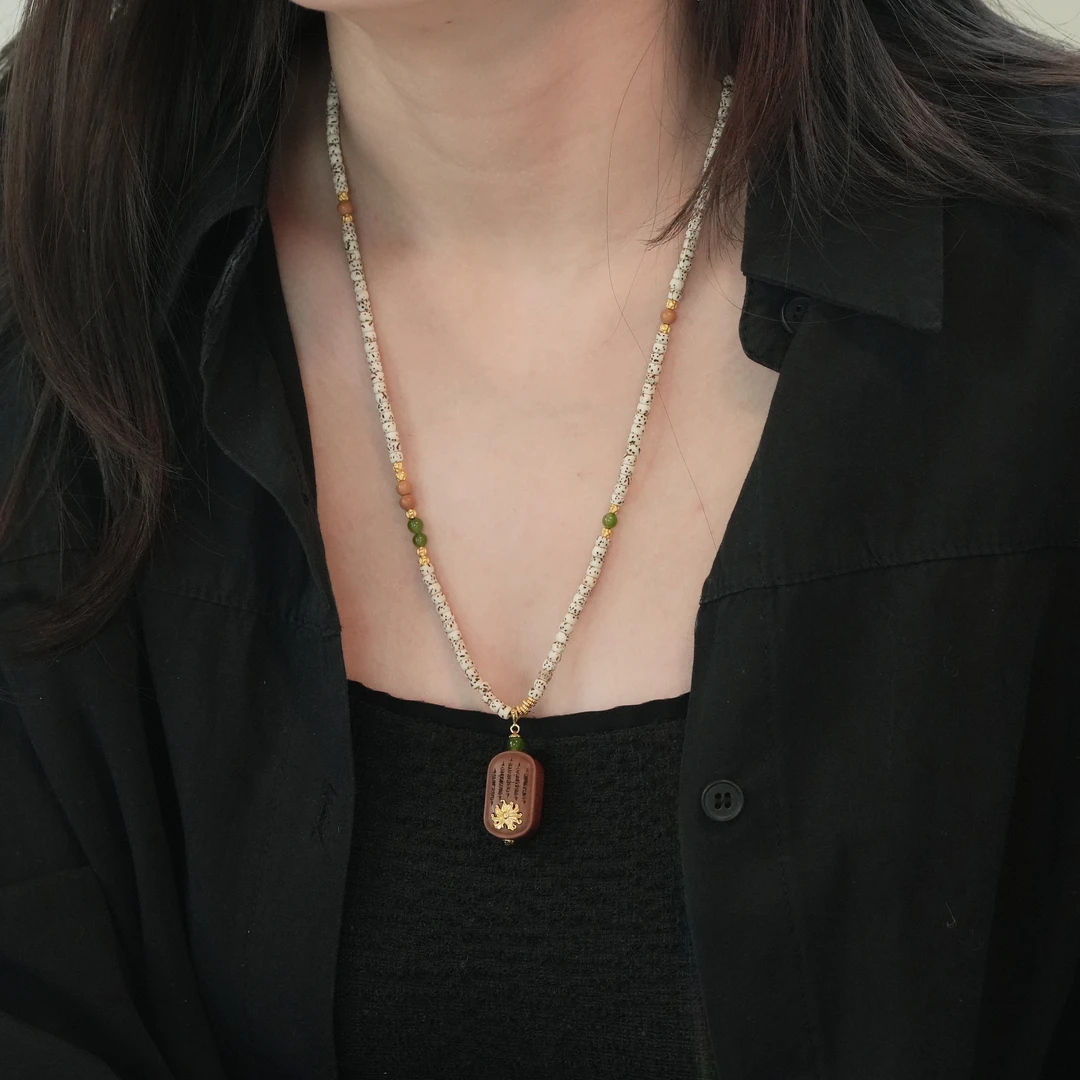 非金属木质吊坠 五条经文项链（原创）