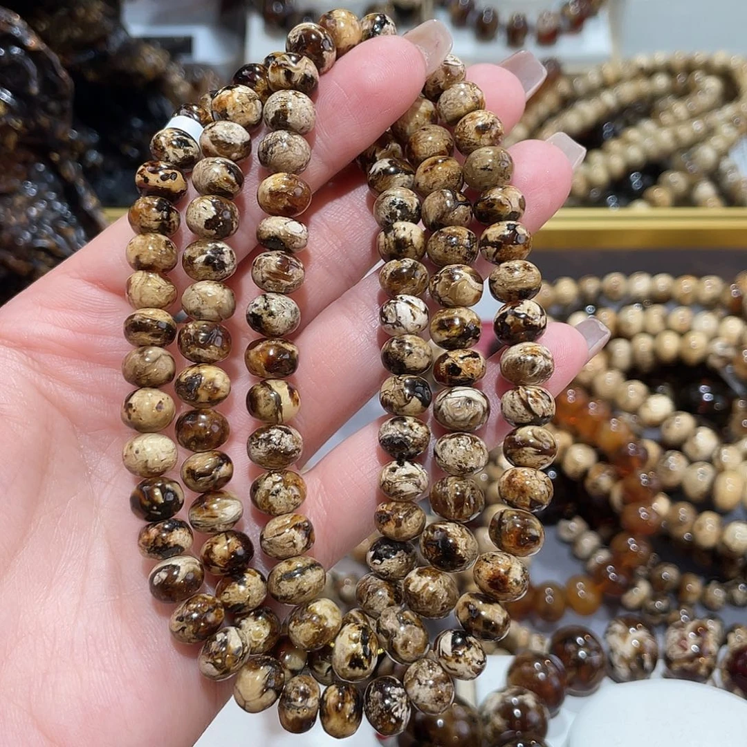 大***眼琥珀未镶嵌颈饰8m花