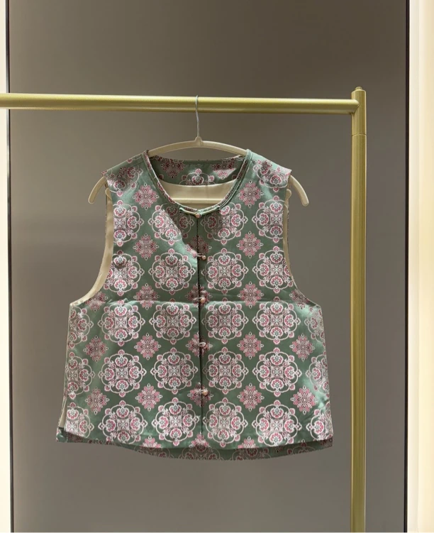 灰宝相花 宋锦马甲