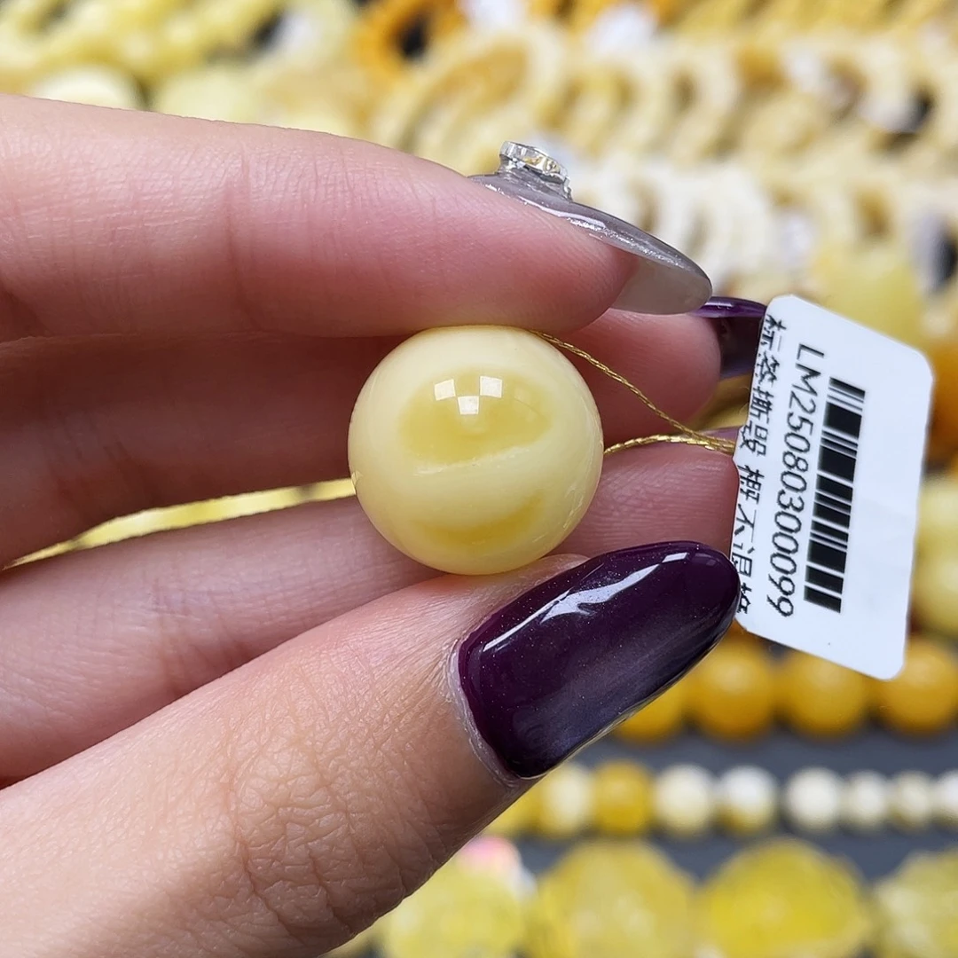 琥珀未镶嵌裸石16.6mm圆珠蜜蜡