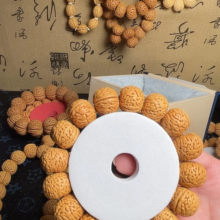 墨***光桃核吊坠磨盘手串