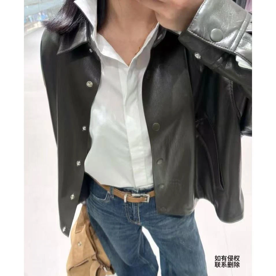 『朱小姐』秋季新品轻摇滚风格素皮短款外套 G406