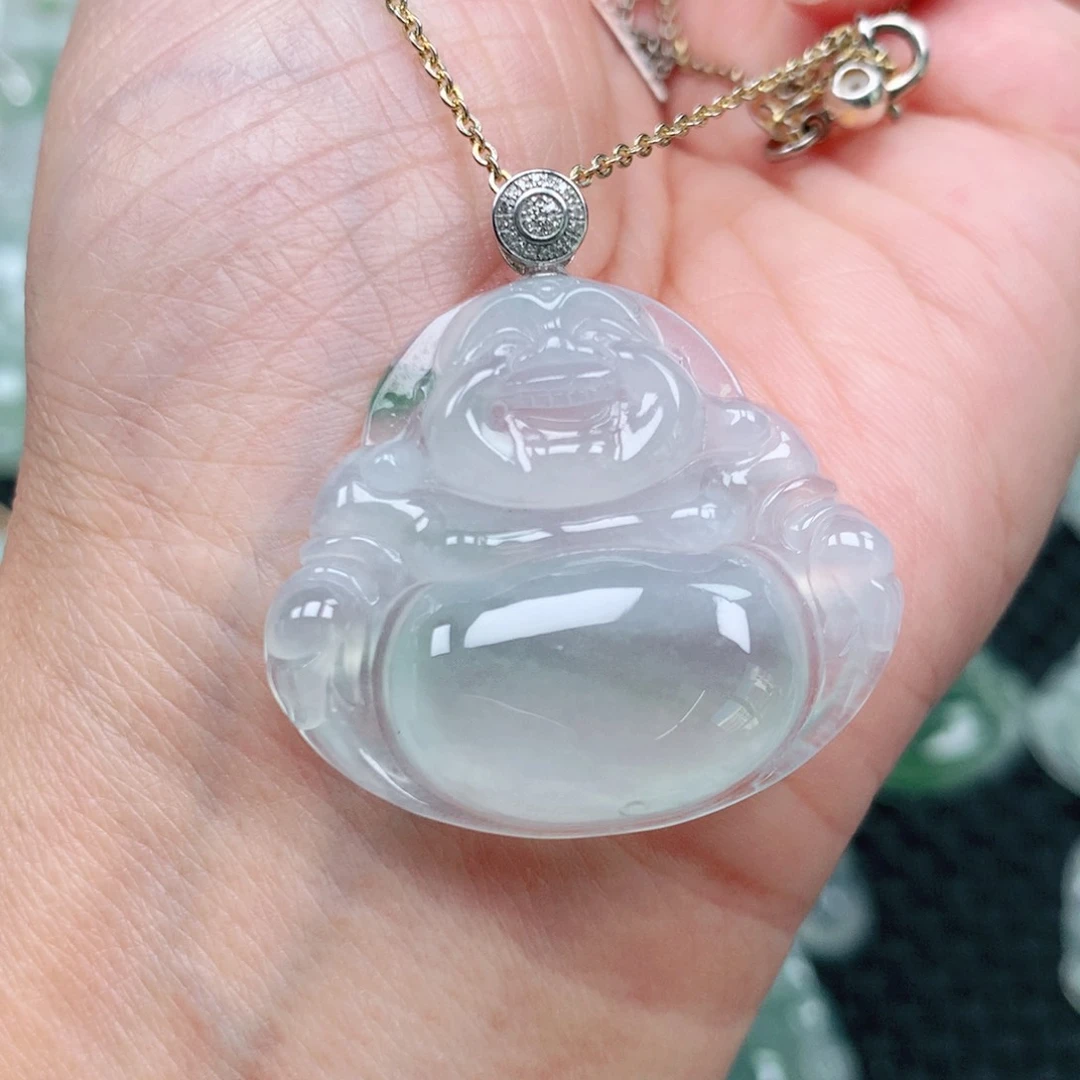 翡翠吊坠(不含链)18K金镶嵌