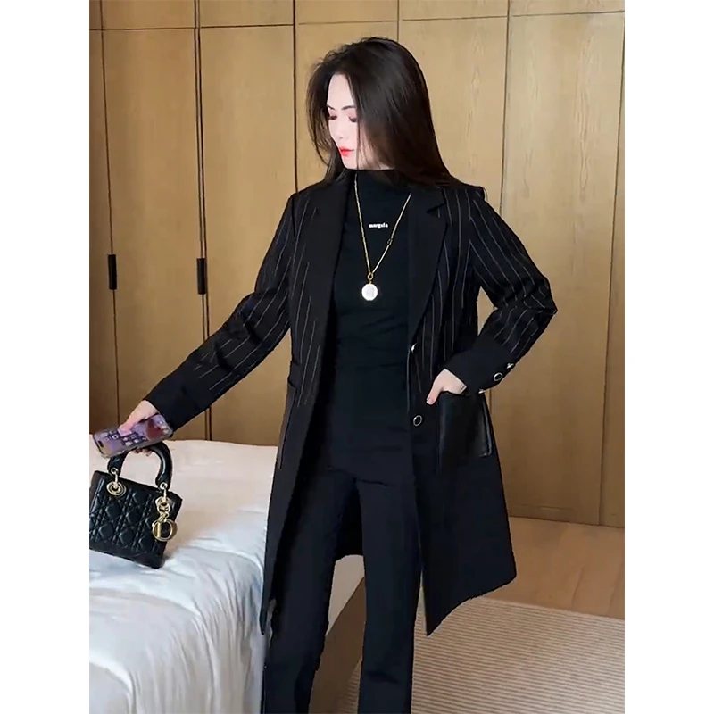 拉夏贝尔时尚大衣女2025春秋新款休闲百搭修身显瘦中长款风衣外套