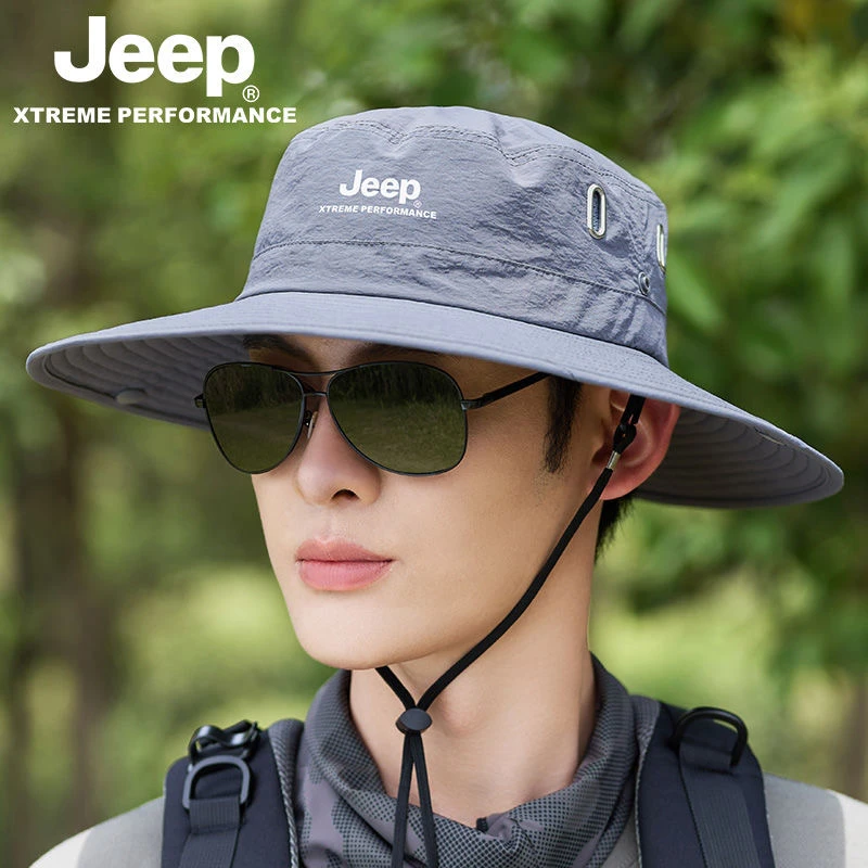 JEEP/吉普夏季渔夫帽男青年帽子运动防紫外线春夏太阳帽登山帽