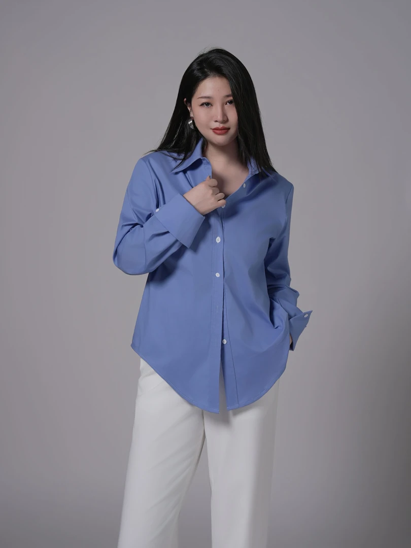 多肉宝贝朱珠同款衬衫女胖mm97%棉气质百搭显瘦上衣25097B25646