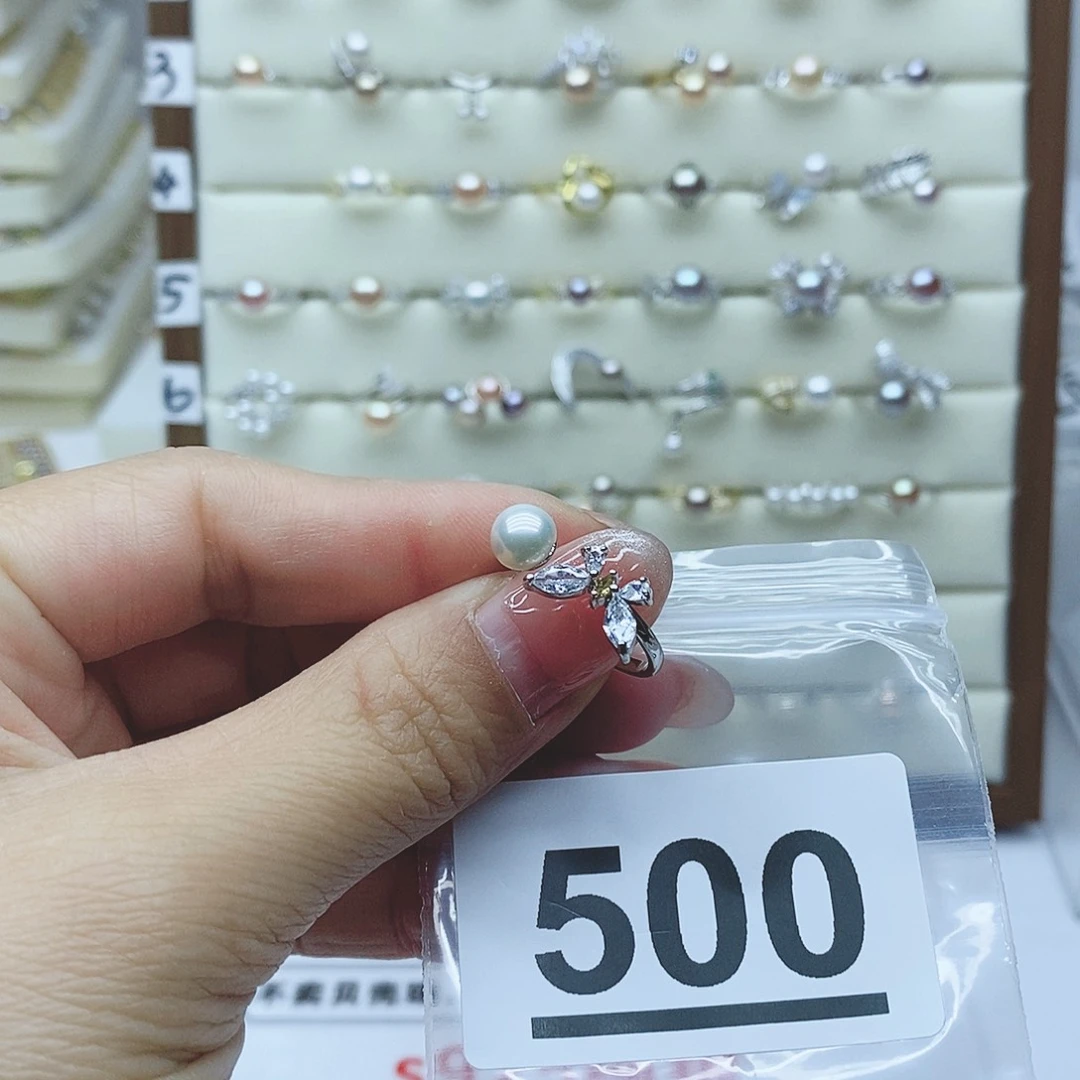 淡水珍珠戒指银S925镶嵌x**o500