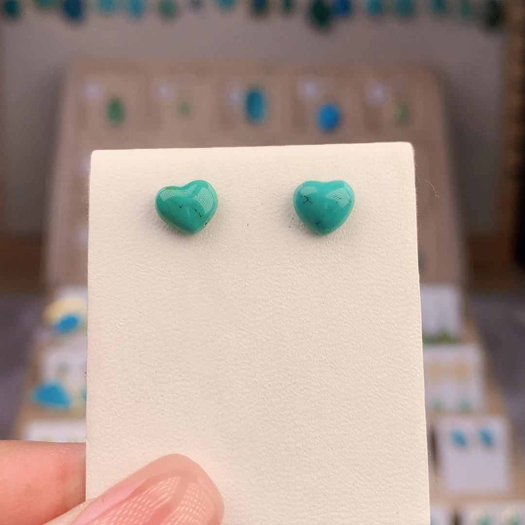 绿松石银S925镶嵌耳饰