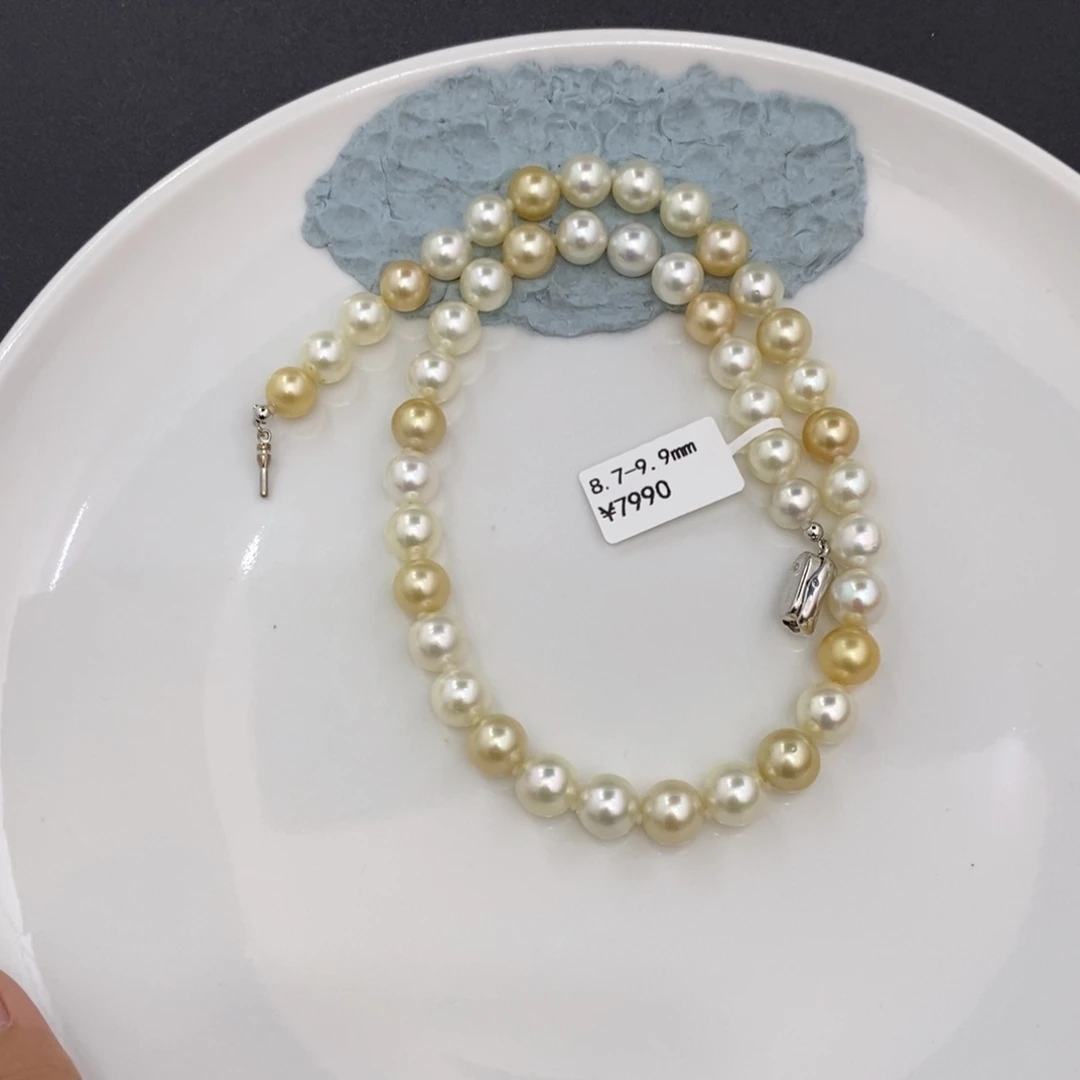 未镶嵌海水珍珠颈饰宽*白金混彩8.7-9.9琴