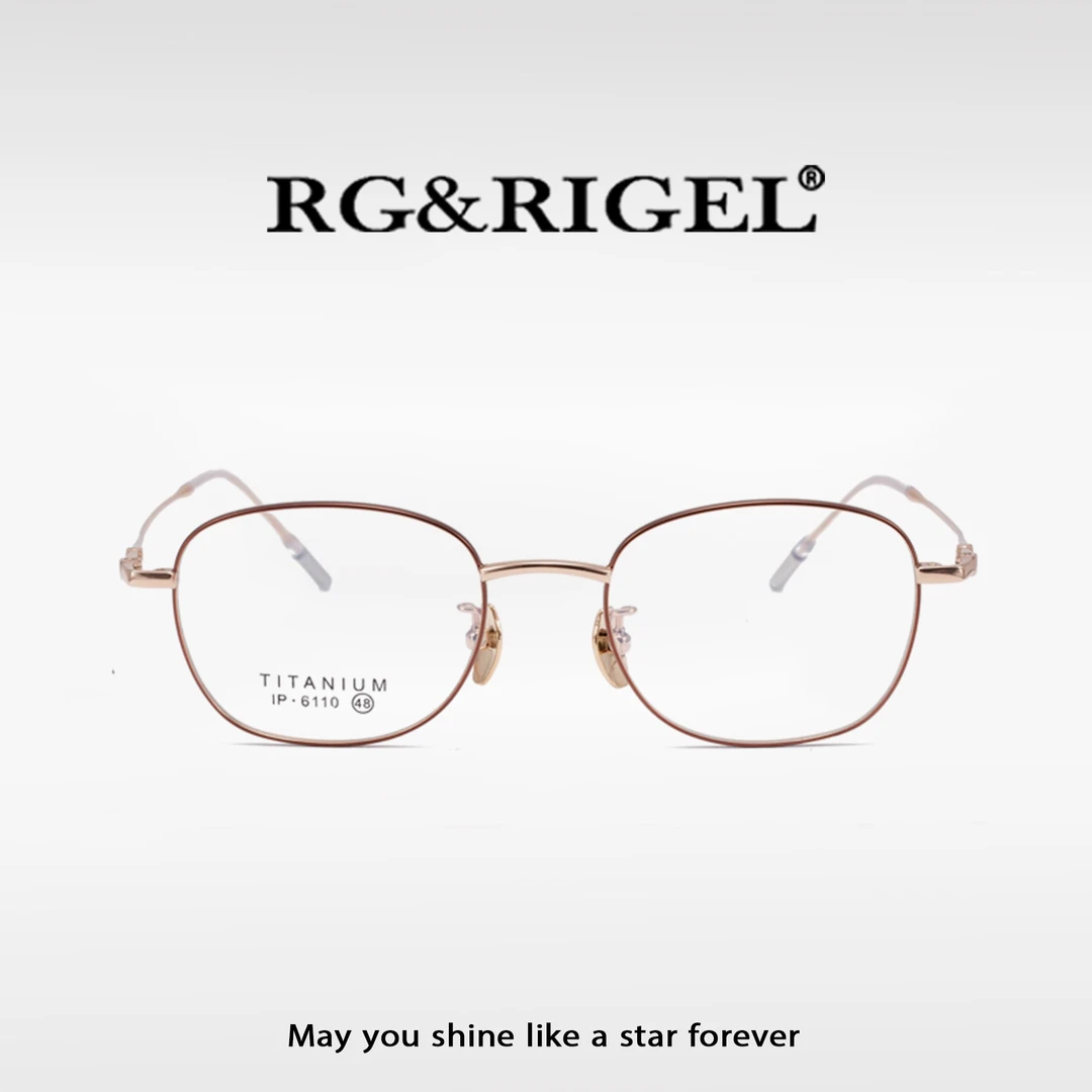 RG&RIGEL女士钛架眼镜椭圆超轻时尚潮流蓝光框镜女款6110