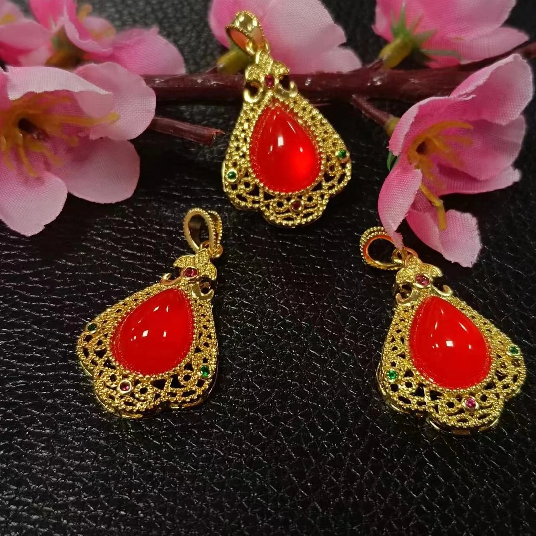 ST1998【福嘟嘟珠宝】红锦天红玛瑙水滴吊坠-多样性只发一件