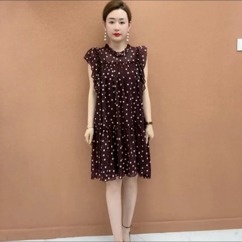 时尚妈妈款大码网纱弹力连衣裙短袖宽松裙薄款长裙夏款