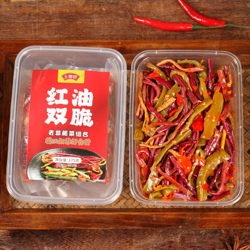 红油双脆麻辣鲜香凉拌贡菜蕨菜组合开味即食素菜下饭菜香辣脆爽