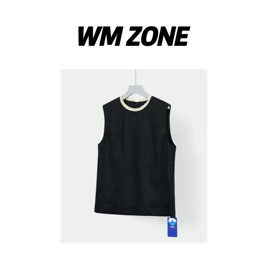 虎儿 3-2-3669-2-175 花边领亚麻无袖上衣