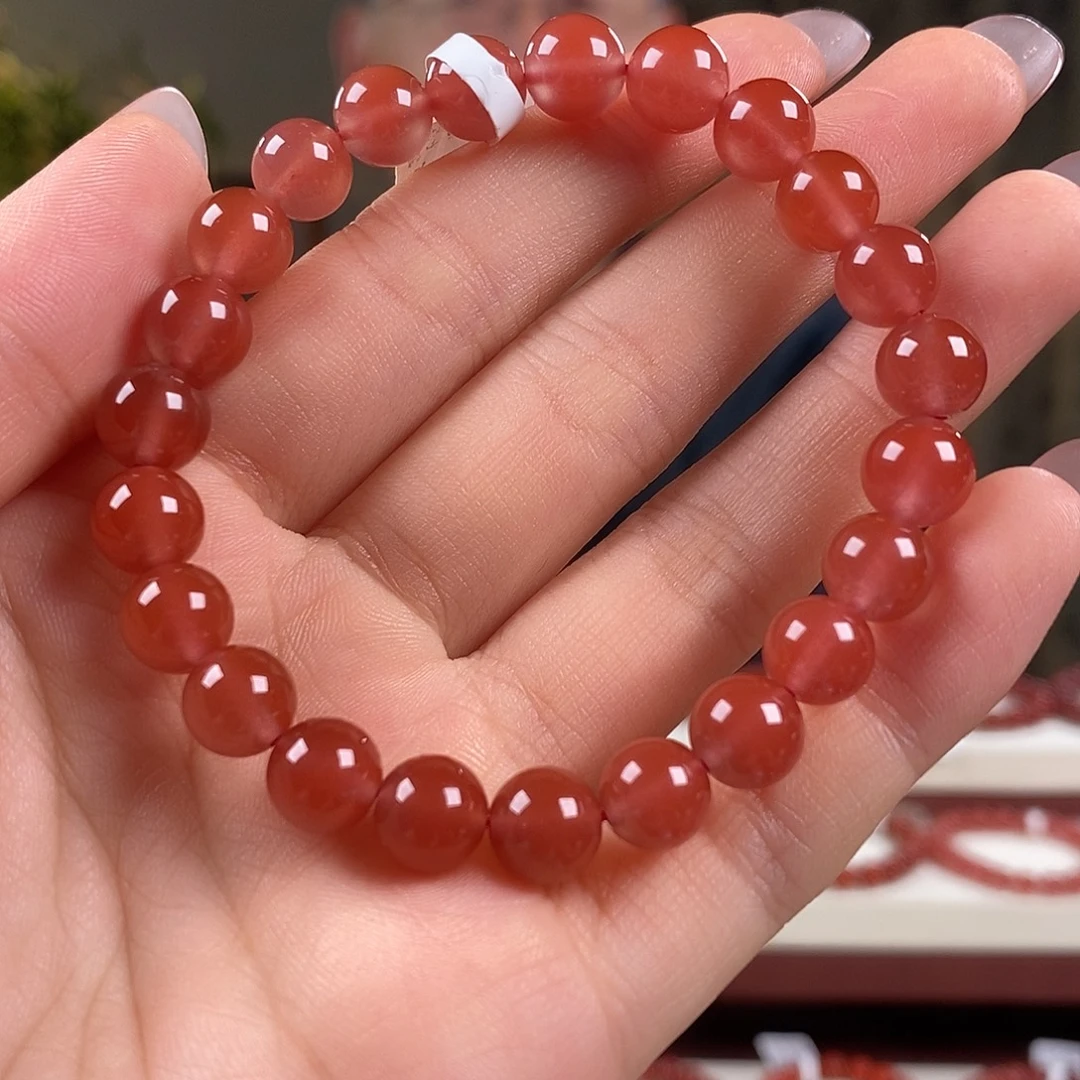南红玛瑙未镶嵌手串原矿8mm 冰红保山高品